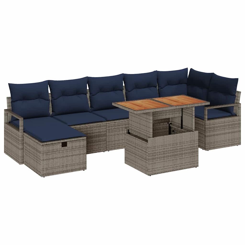 Conjunto de sofás de jardín 8 pcs Gris ratán sintético