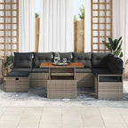 Conjunto de sofás de jardín 9 pcs Gris ratán sintético