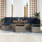 Conjunto de sofás de jardín 9 pcs Gris ratán sintético