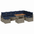Conjunto de sofás de jardín 9 pcs Gris ratán sintético