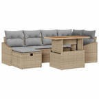 Conjunto de sofás de jardín 7 pcs Beige ratán sintético