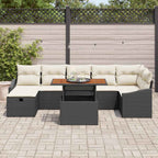 Conjunto de sofás de jardín 8 pcs Negro ratán sintético