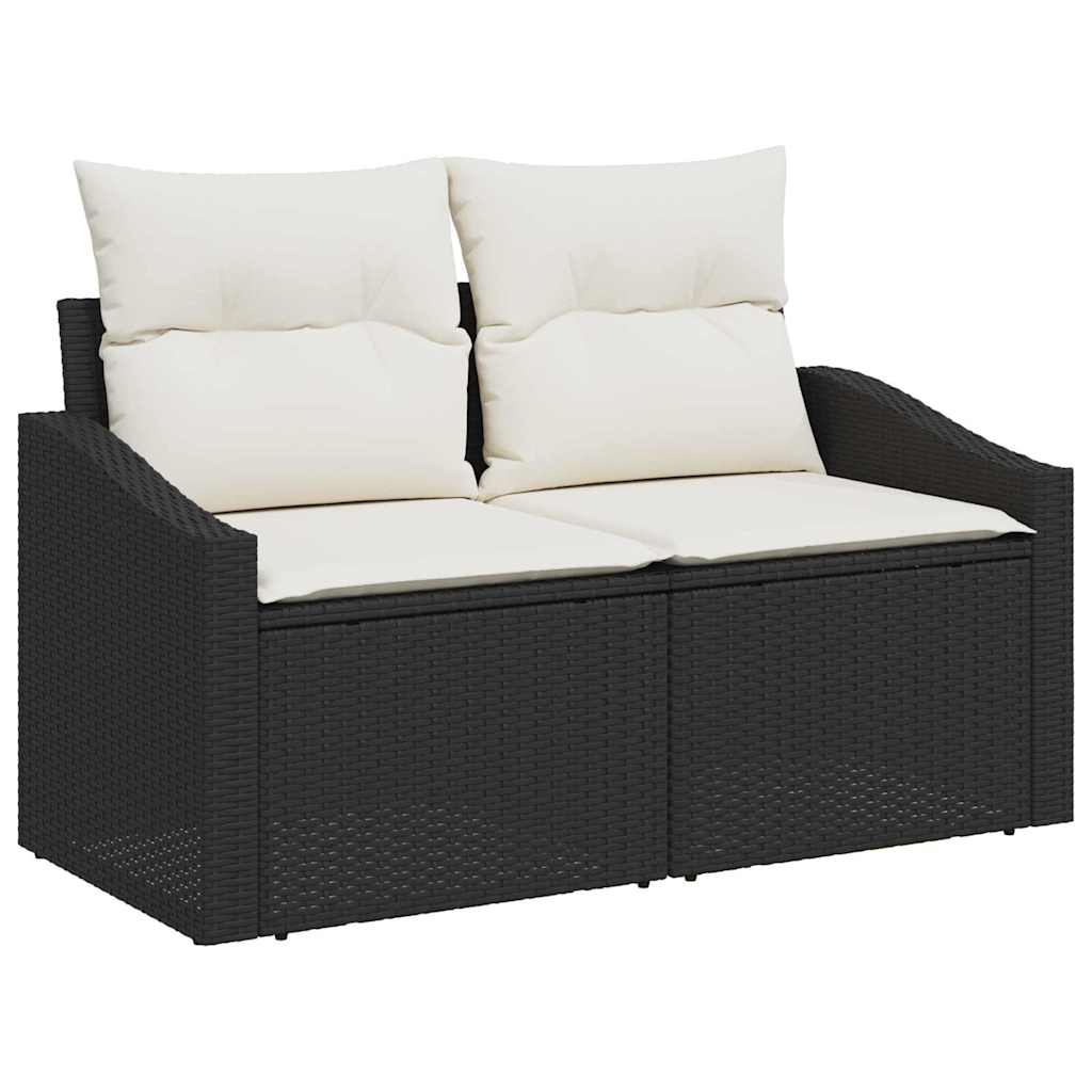 Conjunto de sofás de jardín 8 pcs Negro ratán sintético
