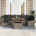 Conjunto de sofás de jardín 8 pcs Gris ratán sintético