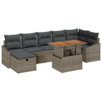 Conjunto de sofás de jardín 8 pcs Gris ratán sintético