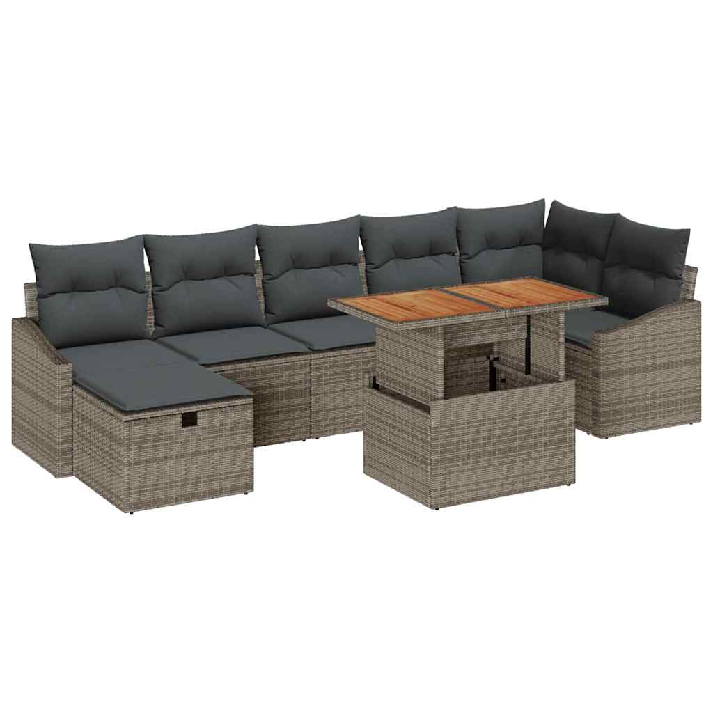 Conjunto de sofás de jardín 8 pcs Gris ratán sintético
