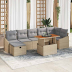 Conjunto de sofás de jardín 8 pcs Beige ratán sintético