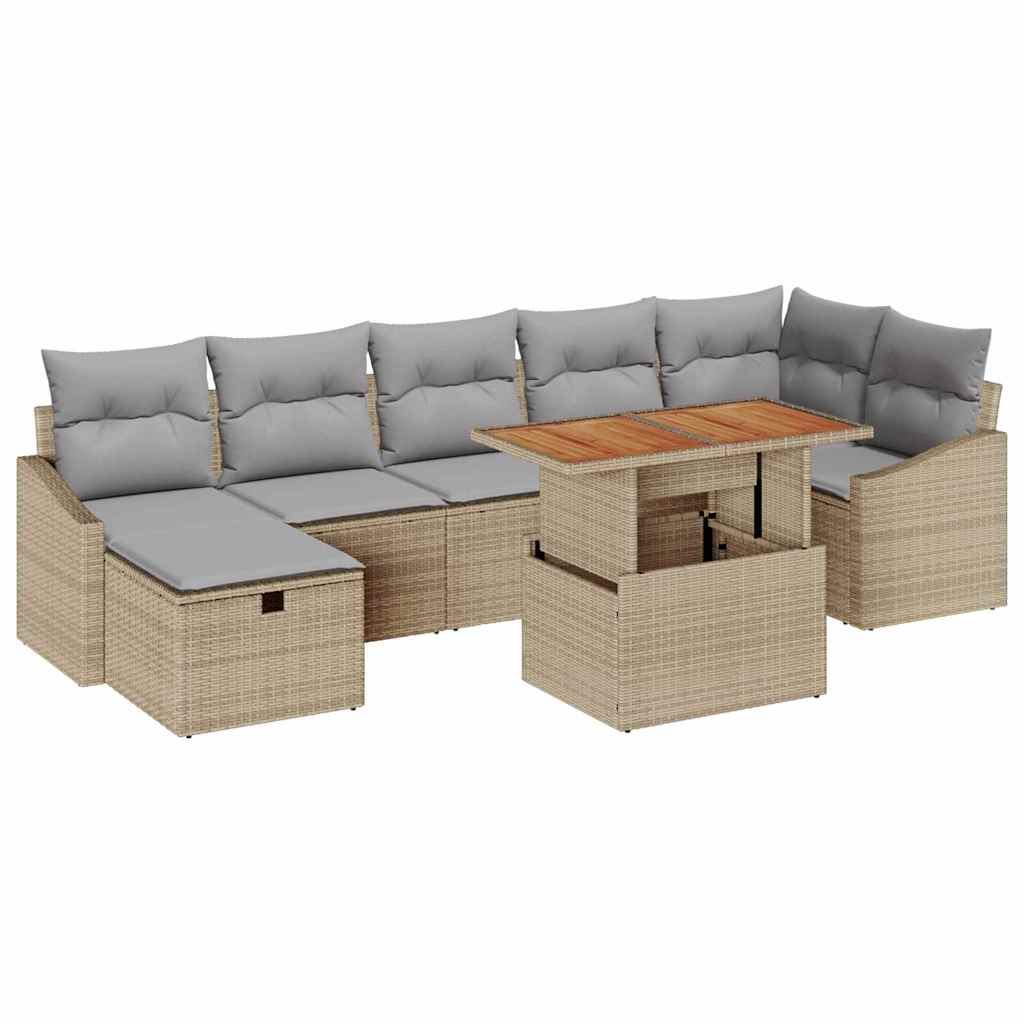 Conjunto de sofás de jardín 8 pcs Beige ratán sintético