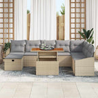 Conjunto de sofás de jardín 9 pcs Beige ratán sintético