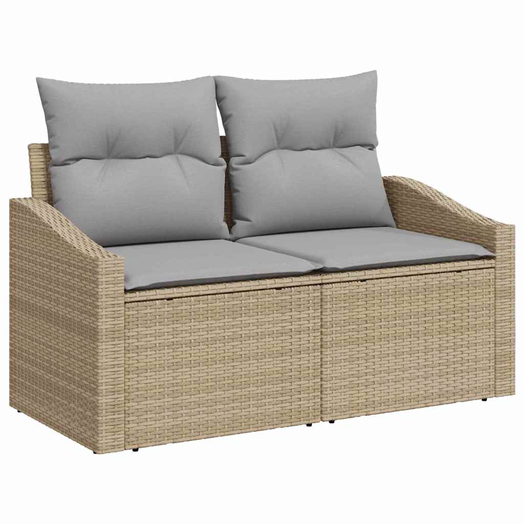 Conjunto de sofás de jardín 9 pcs Beige ratán sintético