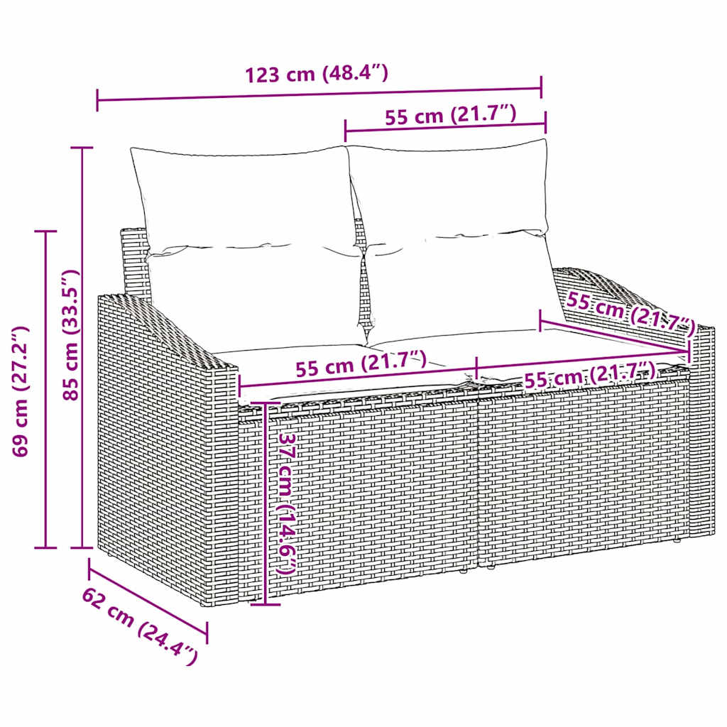 Conjunto de sofás de jardín 9 pcs Beige ratán sintético
