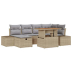 Conjunto de sofás de jardín 7 pcs Beige ratán sintético
