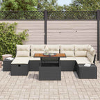 Conjunto de sofás de jardín 8 pcs Negro ratán sintético