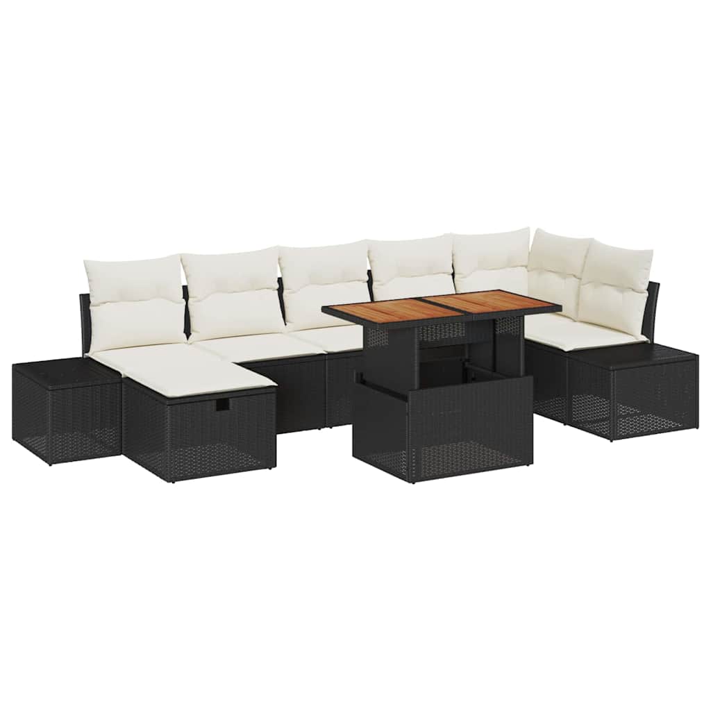 Conjunto de sofás de jardín 8 pcs Negro ratán sintético