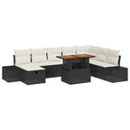 Conjunto de sofás de jardín 9 pcs Negro ratán sintético