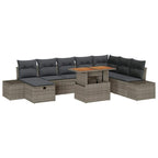 Conjunto de sofás de jardín 9 pcs Gris ratán sintético