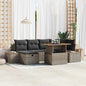 Conjunto de sofás de jardim 7 peças em vime sintético bege