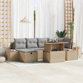 Conjunto de sofás de jardín 7 pcs Beige ratán sintético