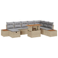 Conjunto de sofás de jardín 9 pcs Beige ratán sintético