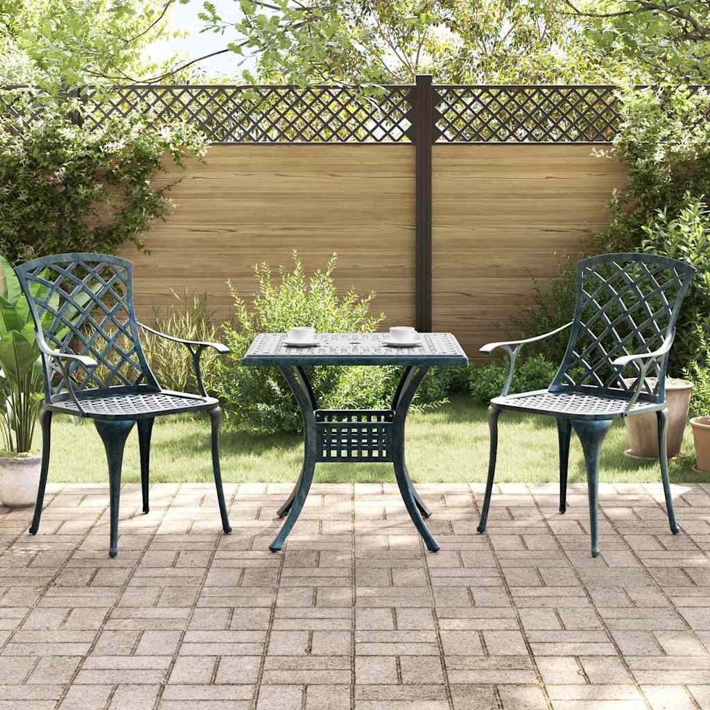Conjunto de Comedor de Jardín 3 pcs Verde Aluminio