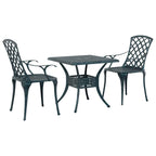 Conjunto de Comedor de Jardín 3 pcs Verde Aluminio