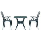 Conjunto de Comedor de Jardín 3 pcs Verde Aluminio
