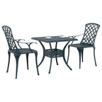 Conjunto de Comedor de Jardín 3 pcs Verde Aluminio