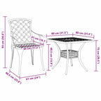 Conjunto de Comedor de Jardín 3 pcs Verde Aluminio