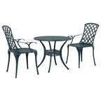 Conjunto de Comedor de Jardín 3 pcs Verde Aluminio