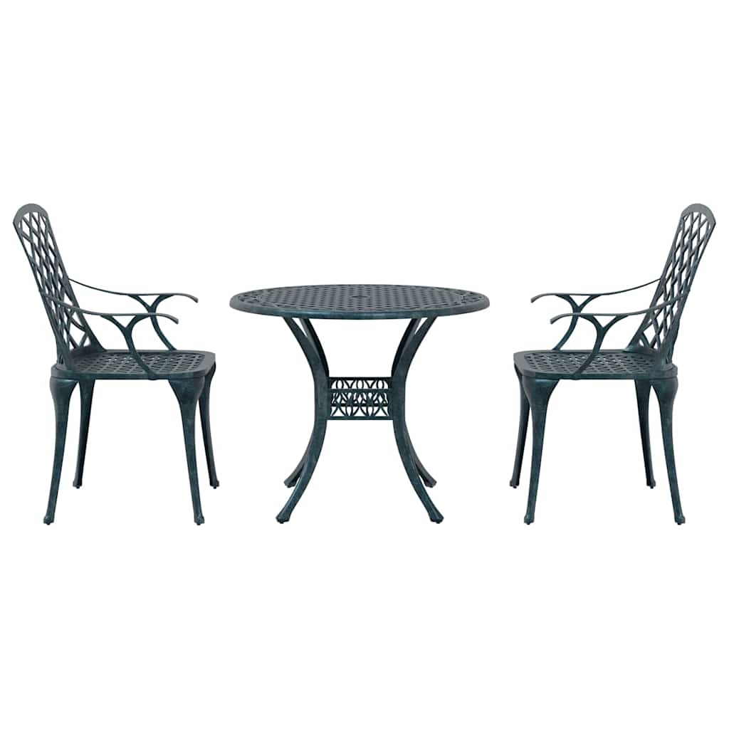 Conjunto de Comedor de Jardín 3 pcs Verde Aluminio