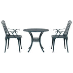 Conjunto de Comedor de Jardín 3 pcs Verde Aluminio