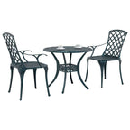 Conjunto de Comedor de Jardín 3 pcs Verde Aluminio