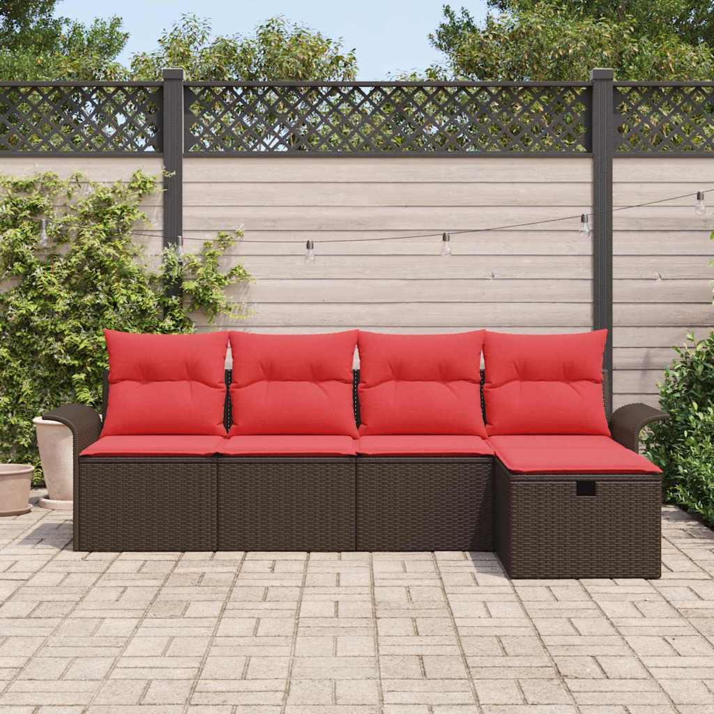 Conjunto de sofá de jardín con cojín 5 pcs Poliratán