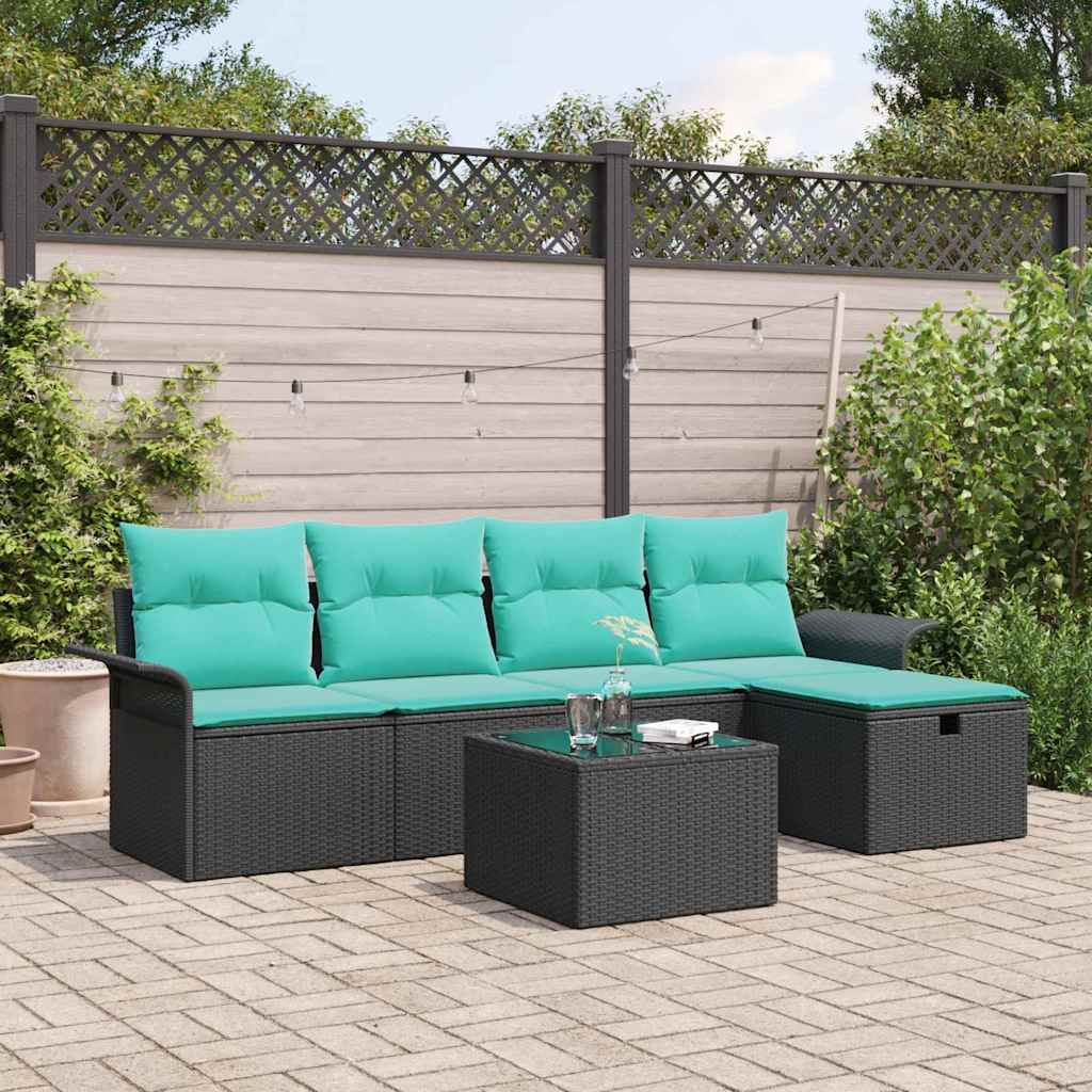 Garden Sofa Set with Cushion 5 pcs Polyrattan