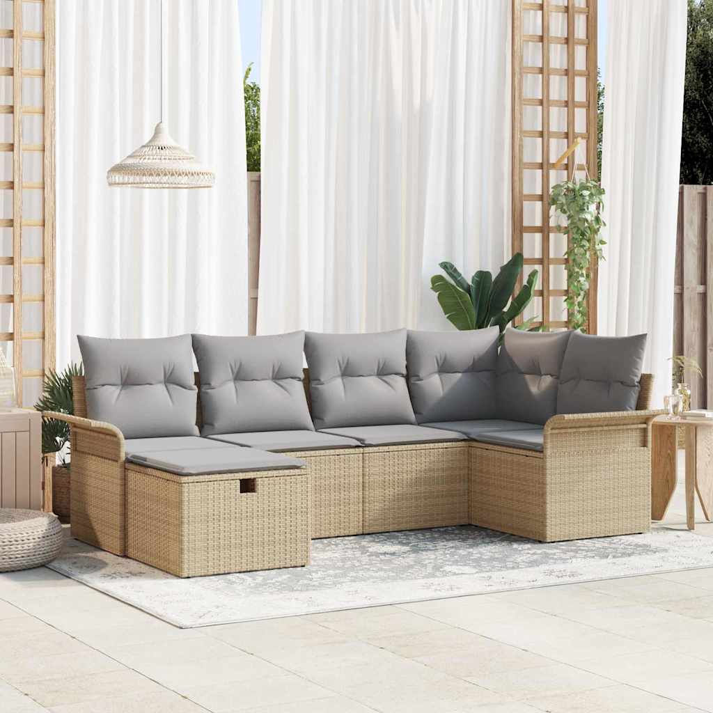 Conjunto de sofá de jardín con cojín 6 pcs Poliratán