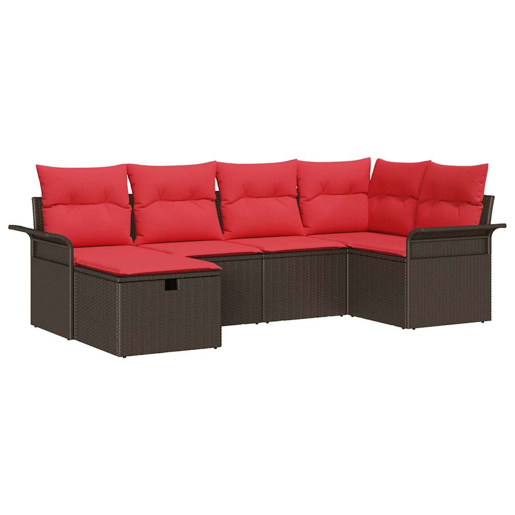 Conjunto de sofá de jardín con cojín 6 pcs Poliratán