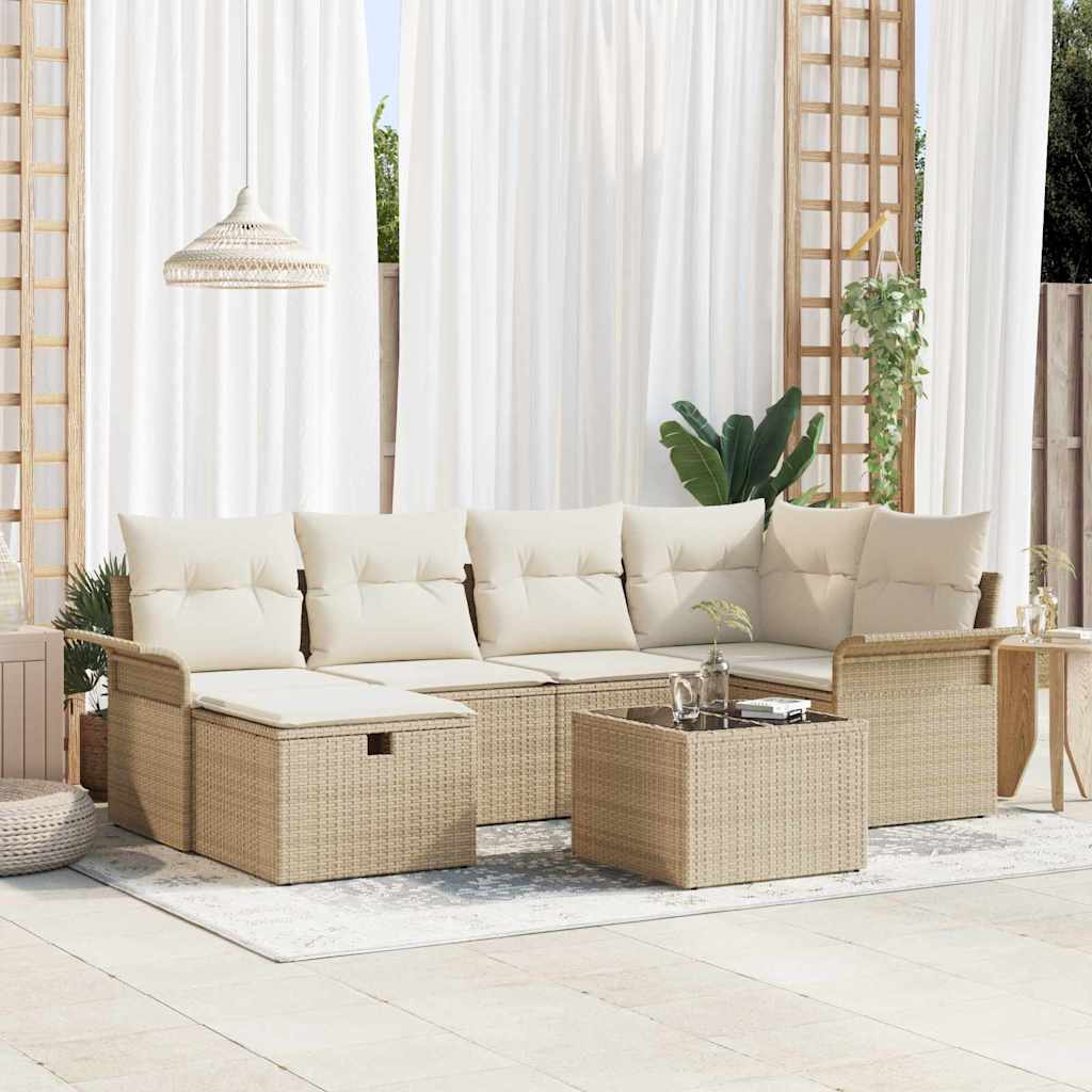Conjunto de sofá de jardín con cojín 6 pcs Poliratán