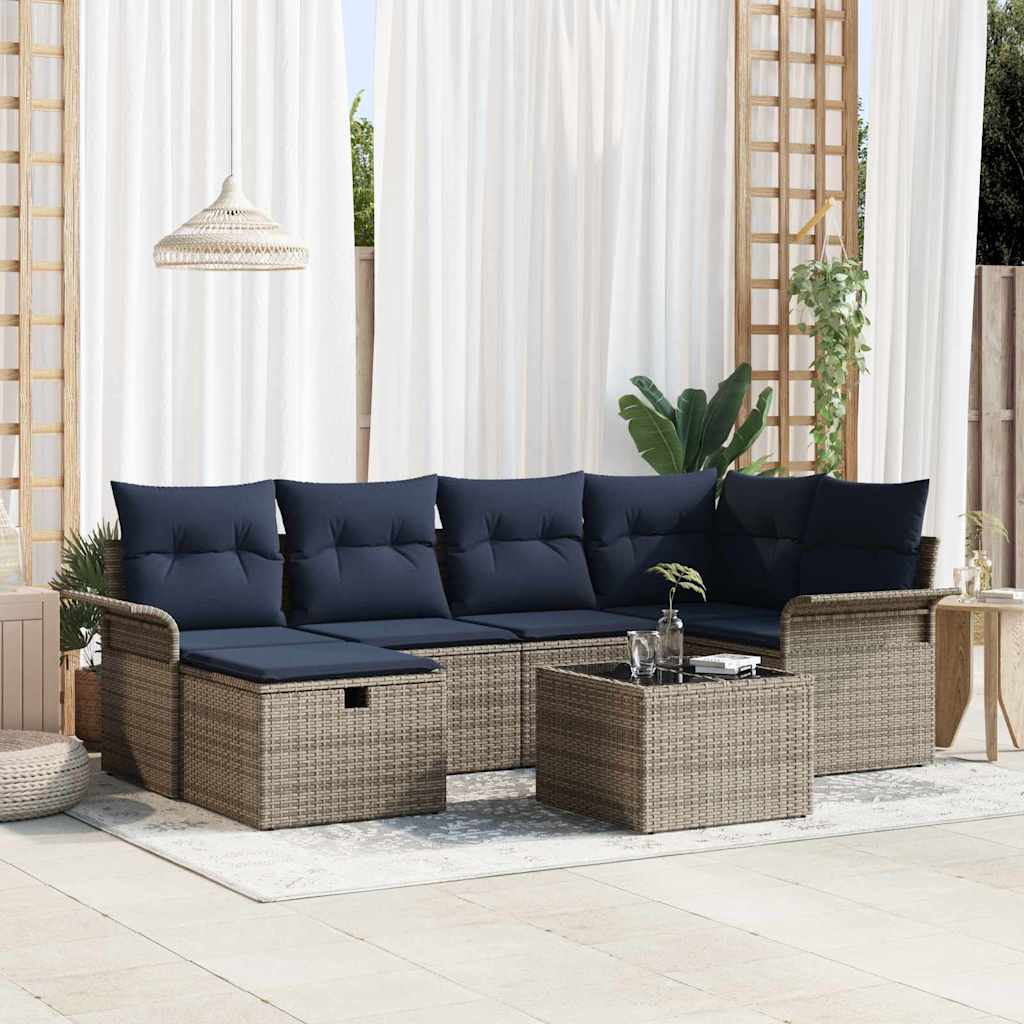 Conjunto de sofá de jardín con cojín 6 pcs Poliratán