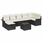 Conjunto de sofá de jardín con cojín 8 pcs Negro Poliratán
