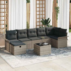 Conjunto de sofá de jardín con cojín 8 pcs Gris Poliratán