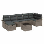 Conjunto de sofá de jardín con cojín 8 pcs Gris Poliratán