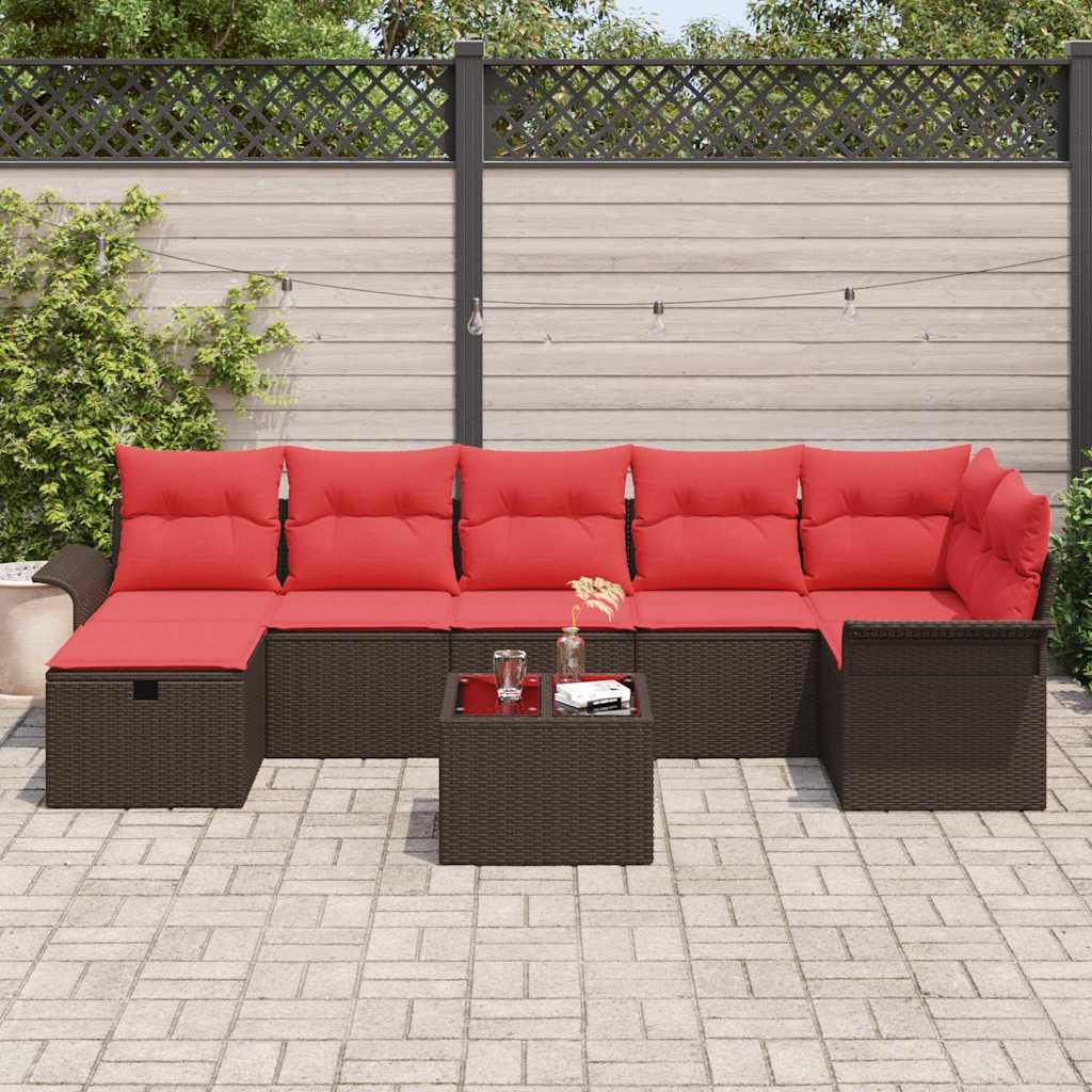 Conjunto de sofá de jardín con cojín 8 pcs Poliratán