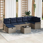 Conjunto de sofá de jardín con cojín 8 pcs Gris Poliratán