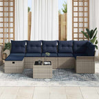 Conjunto de sofá de jardín con cojín 8 pcs Gris Poliratán