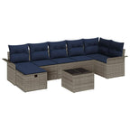 Conjunto de sofá de jardín con cojín 8 pcs Gris Poliratán