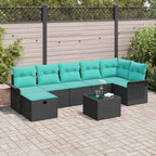 Conjunto de sofá de jardín con cojín 8 pcs Negro Poliratán