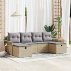 Conjunto de sofá de jardín con cojín 6 pcs Beige Poliratán