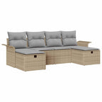 Conjunto de sofá de jardín con cojín 6 pcs Beige Poliratán