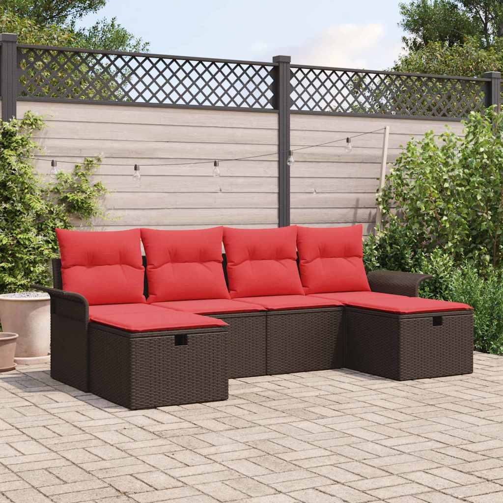 Conjunto de sofá de jardín con cojín 6 pcs Beige Poliratán
