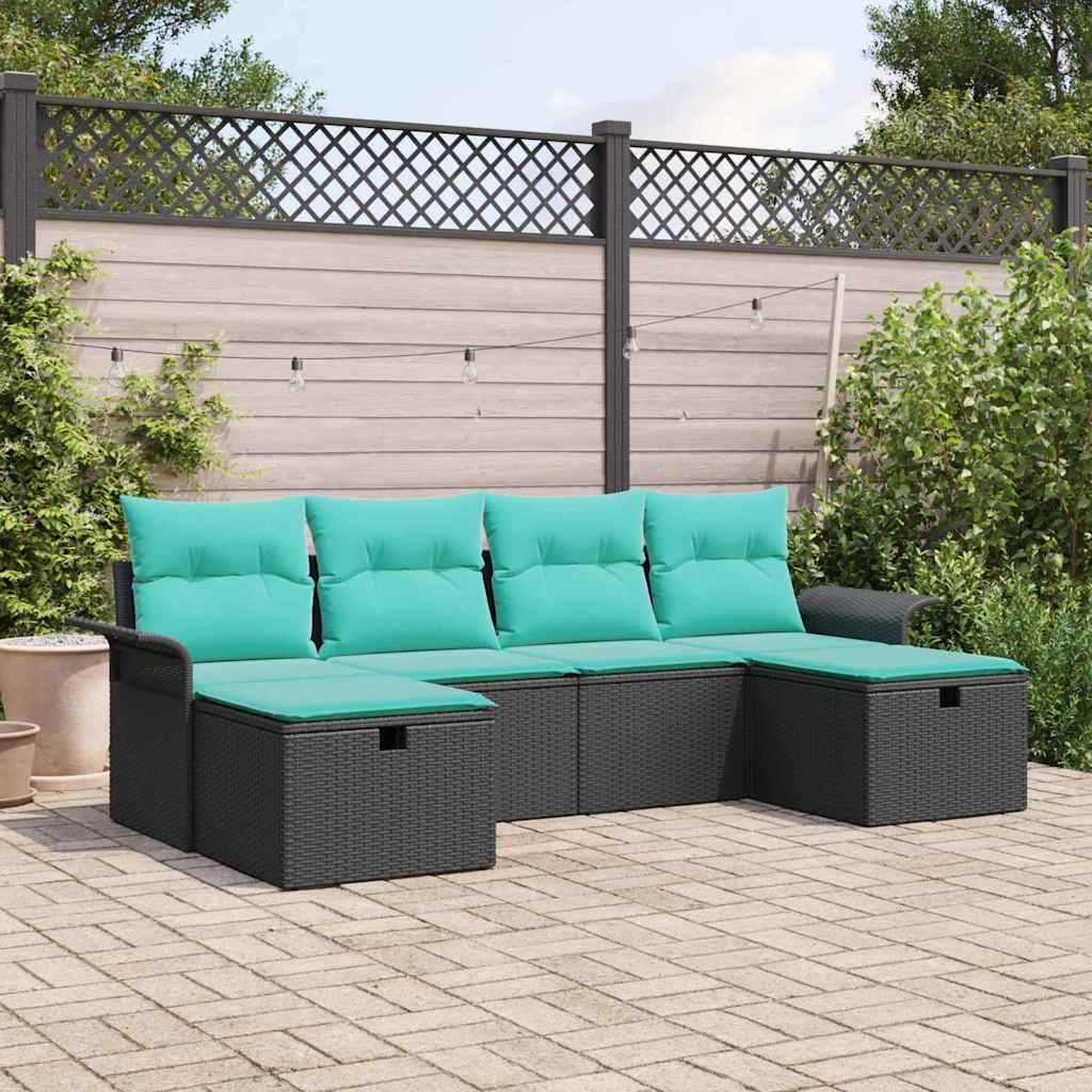 Conjunto de sofá de jardín con cojín 6 pcs Beige Poliratán